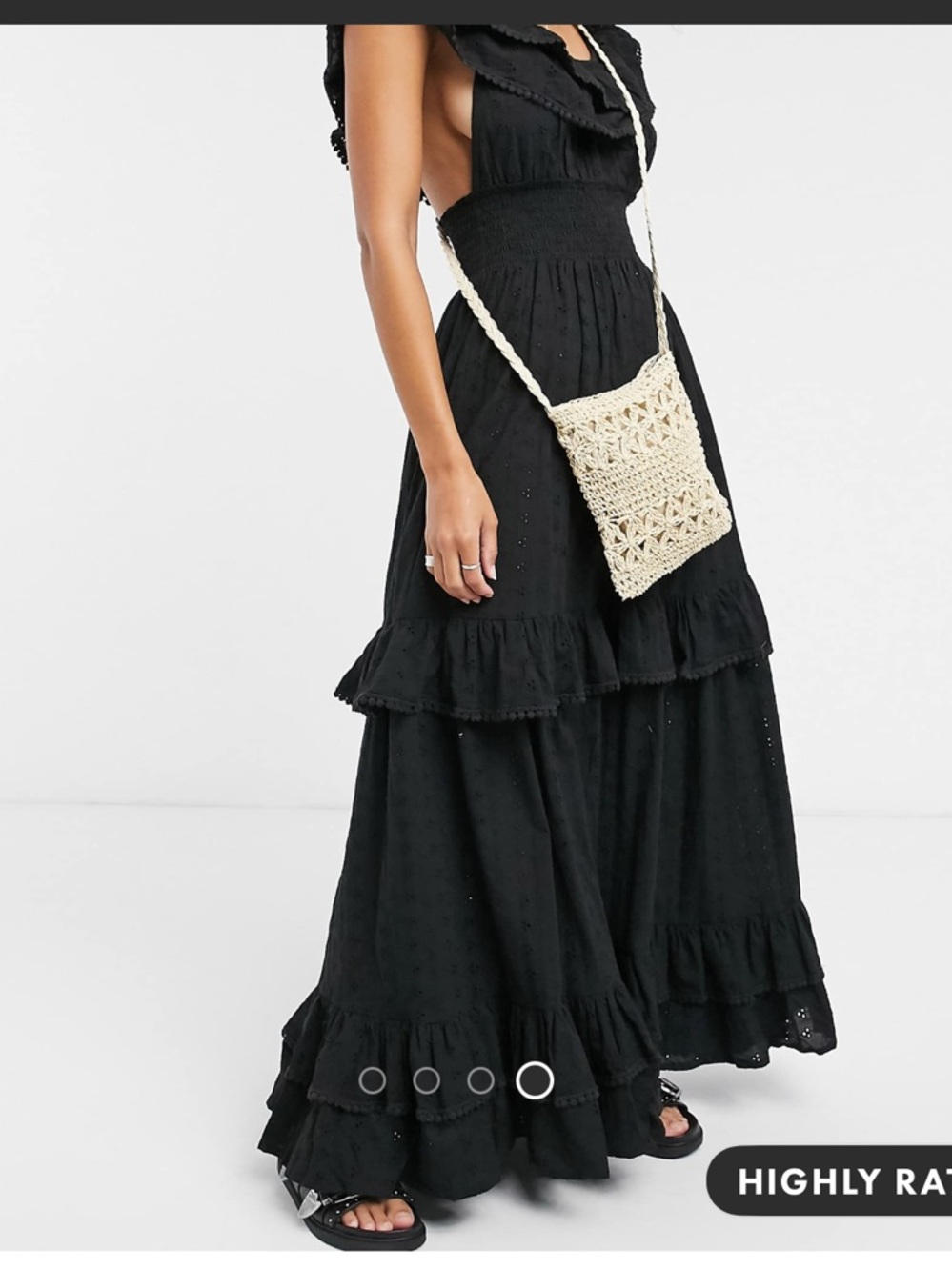 ASOS Black Backless Ruffle Tiered Maxi Dress - Picture 3 of 4